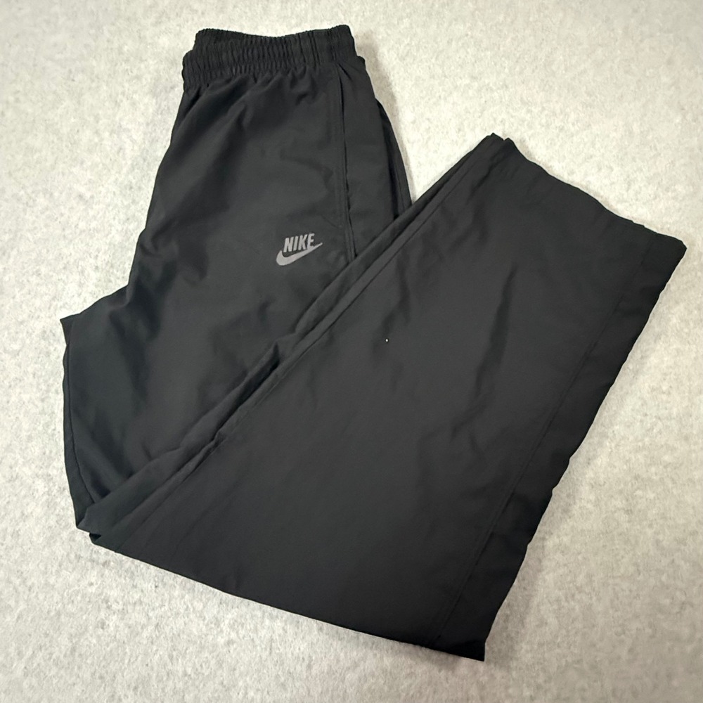 Nike Sportswear Mens Black Mesh Lined Track Pants Windbreaker Large Y2K